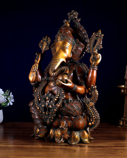 Ganesha Brass Idol 21 inches Chola Tone