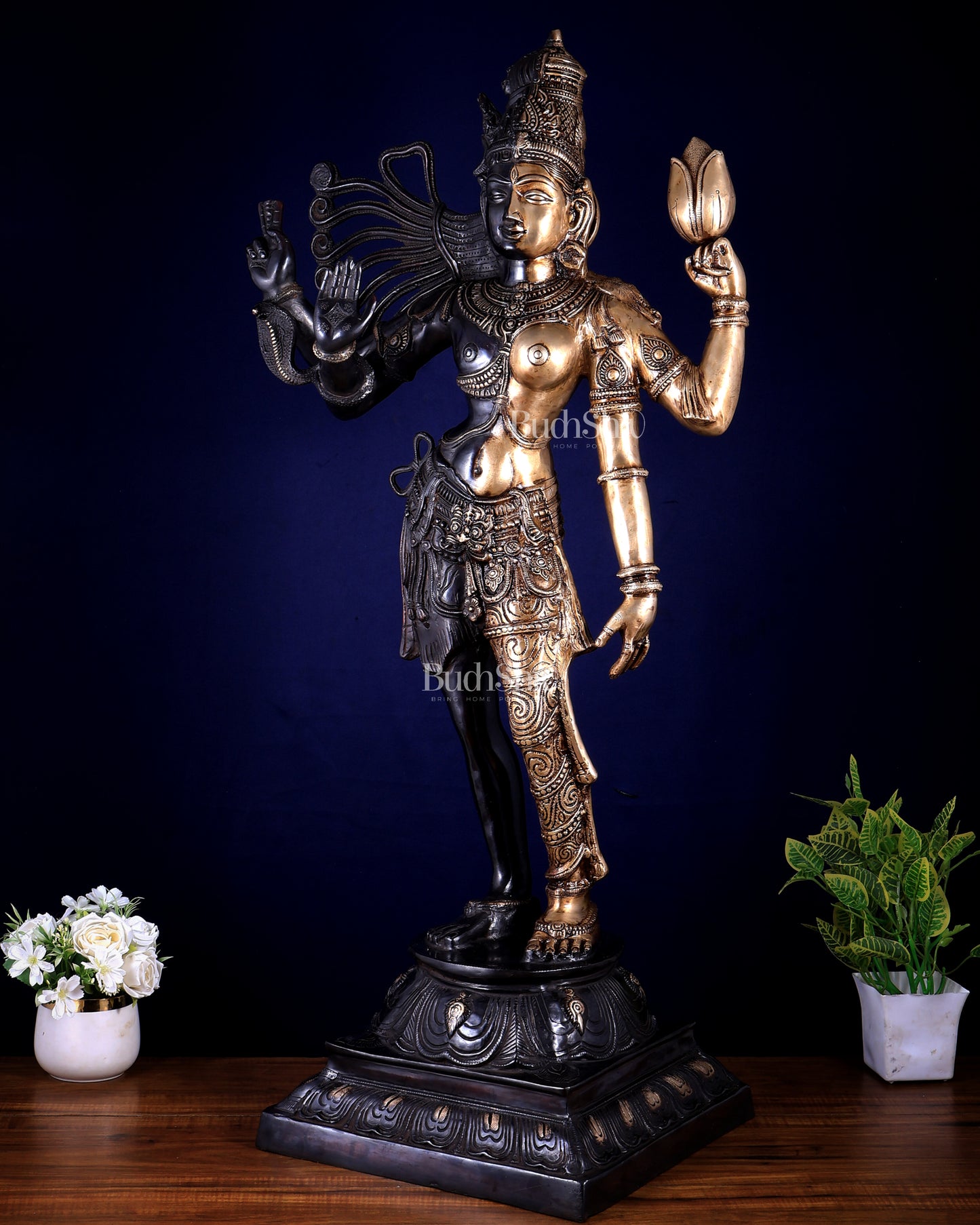 Pure Brass Large Ardhanarishwara Statue 40 inch