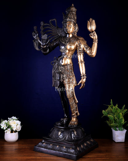 Pure Brass Large Ardhanarishwara Statue 40 inch