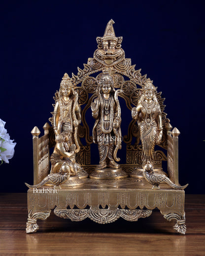 Brass Ram Darbar Idol on Large Kirtimukha Singhasan – Premium Handmade Temple Set | BudhShiv