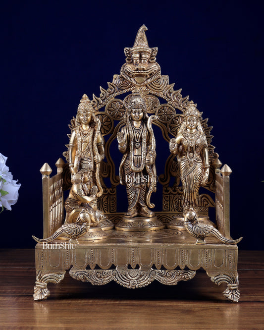 Brass Ram Darbar Idol on Large Kirtimukha Singhasan – Premium Handmade Temple Set | BudhShiv