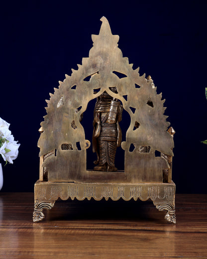 Brass Ram Darbar Idol on Large Kirtimukha Singhasan – Premium Handmade Temple Set | BudhShiv