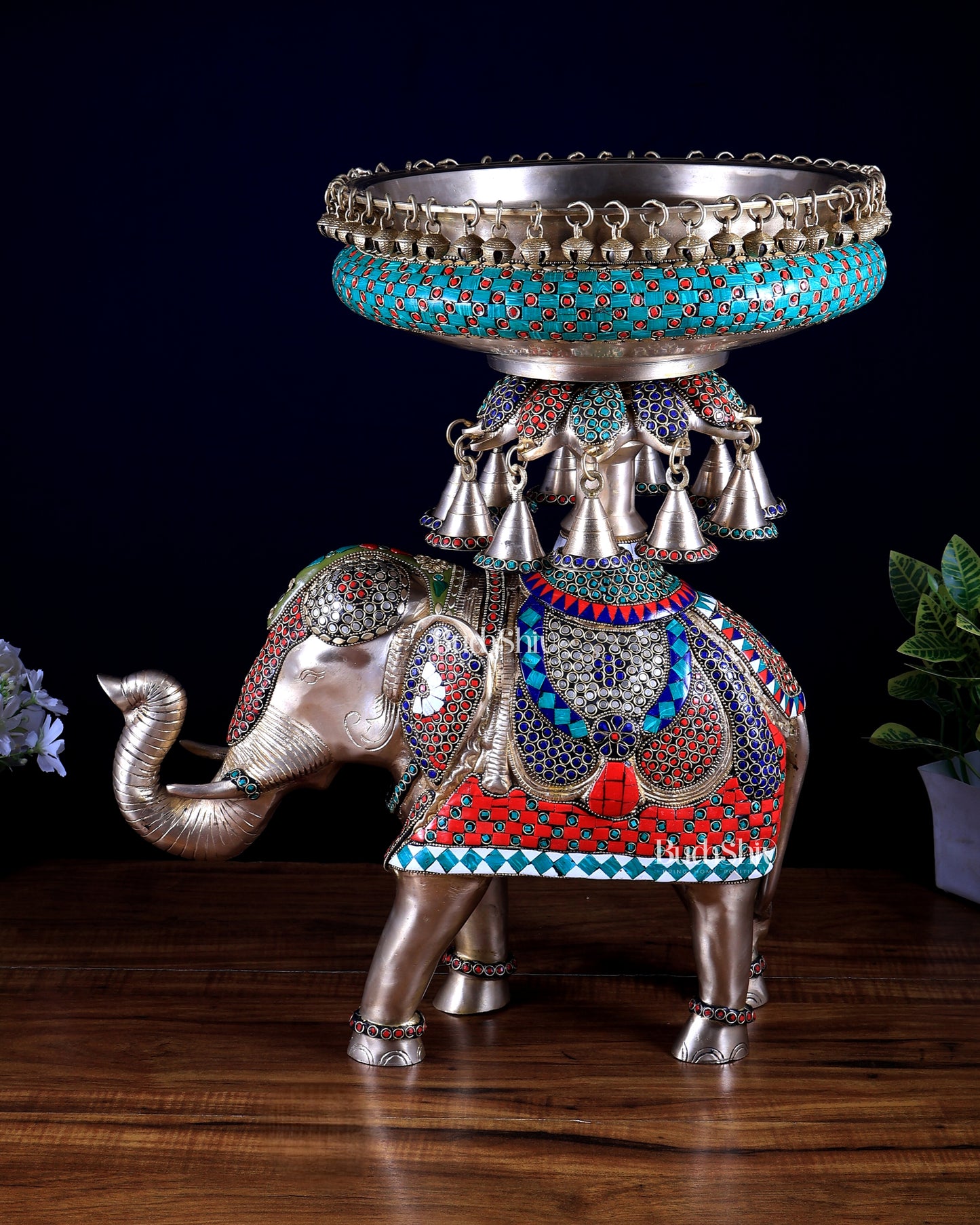 Brass elephant urli Large 21 inch stonework