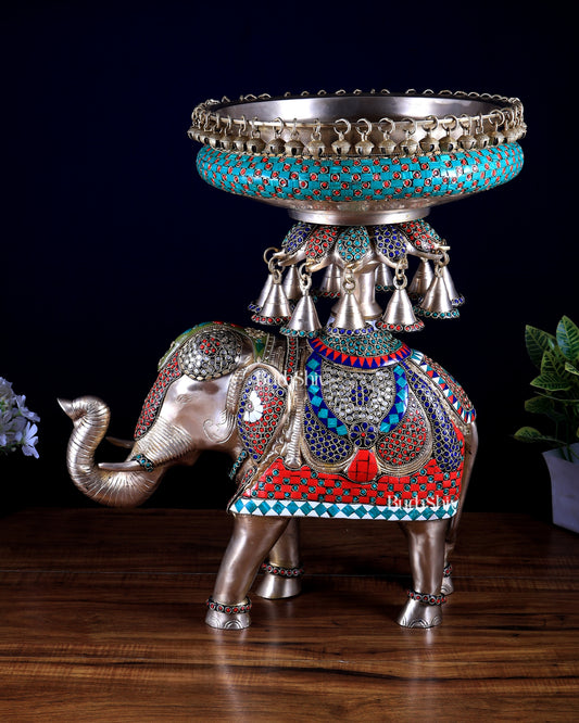 Brass elephant urli Large 21 inch stonework