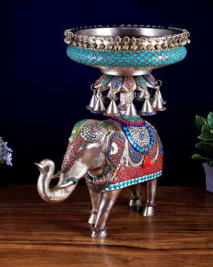 Brass elephant urli Large 21 inch stonework