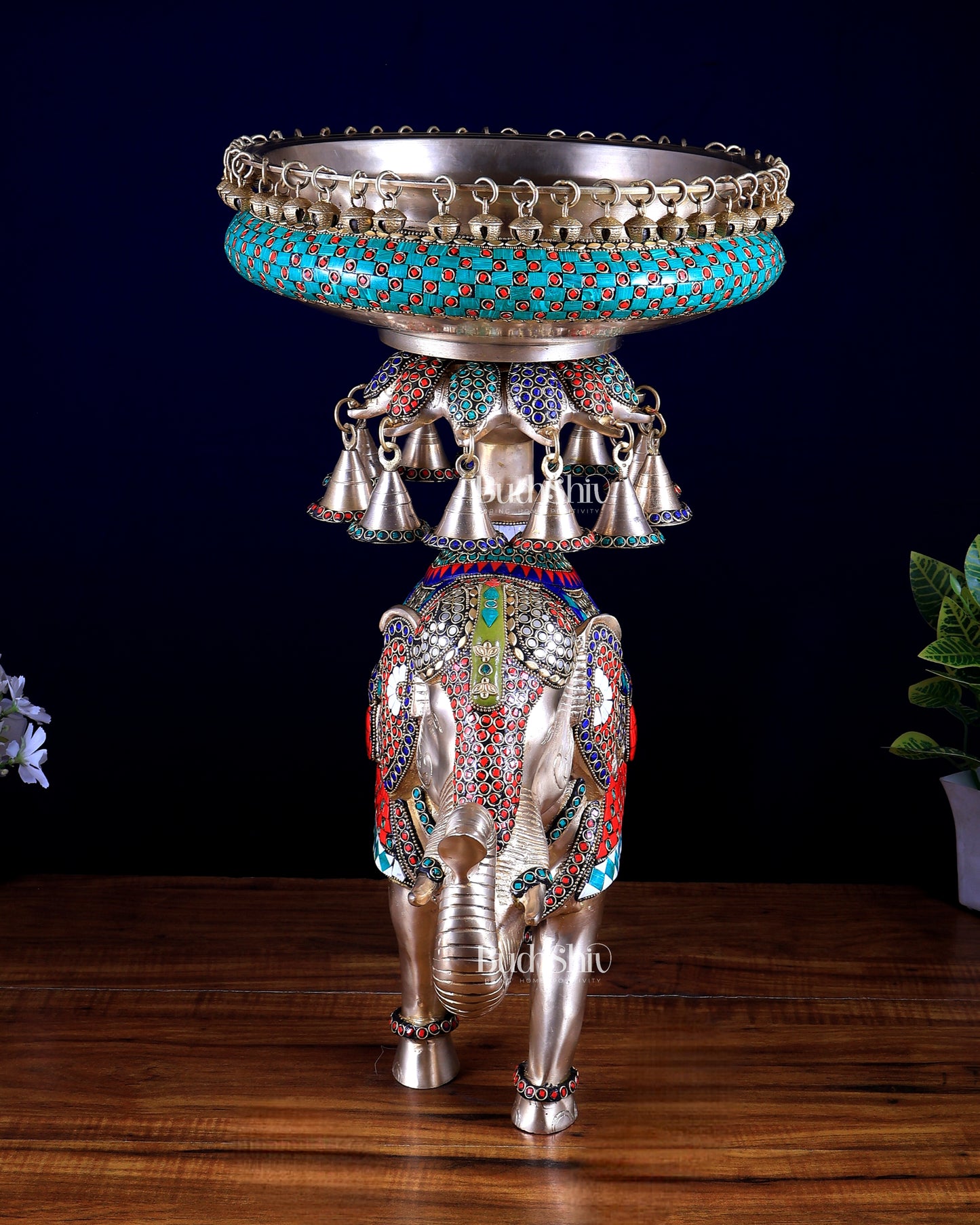 Brass elephant urli Large 21 inch stonework