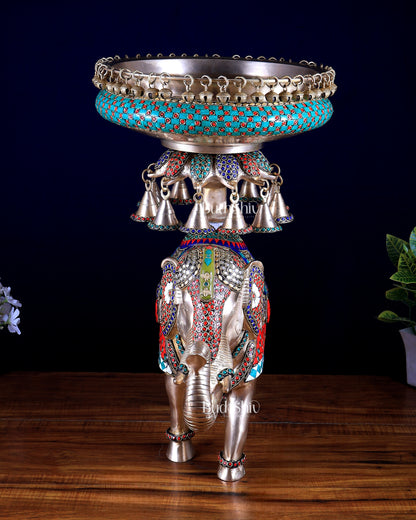Brass elephant urli Large 21 inch stonework
