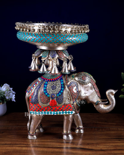 Brass elephant urli Large 21 inch stonework