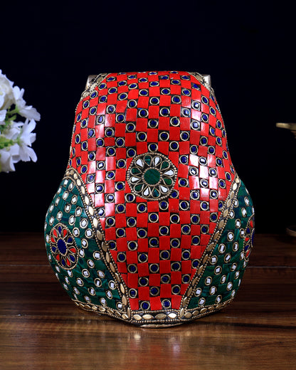 Brass Large Owl Statue – 7" x 6" x 5" | Feng Shui & Vastu Approved with stonework