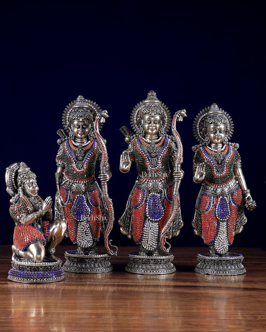 Brass Superfine Ram darbar idol set 10 inch jewellery work