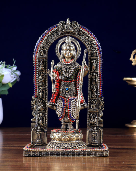 Brass Ram Lalla Idol , 8" Tall jewelled up