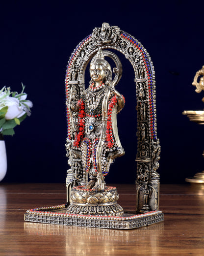 Brass Ram Lalla Idol , 8" Tall jewelled up