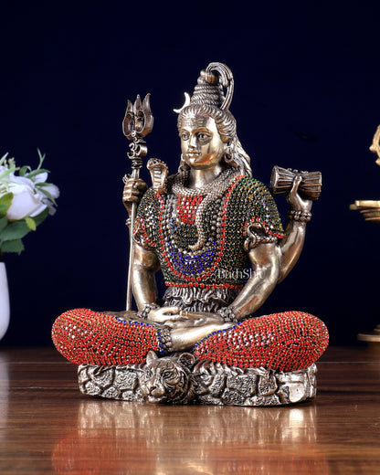 Brass Superfine Lord Shiva Statue – 7 Inch jewellery work