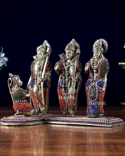 Brass Ram Darbar Idol - 6.5" Tall jewelled up