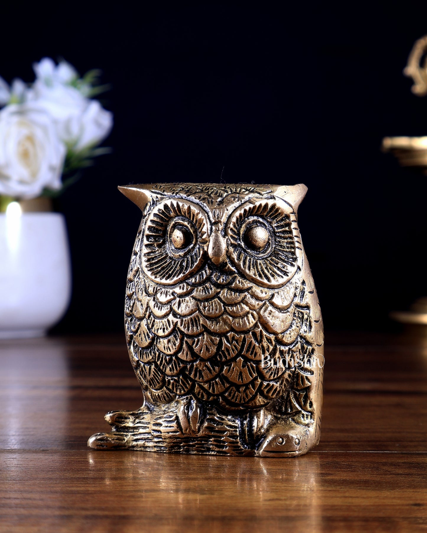 Pure Brass Small Owl Showpiece – Lakshmi’s Vahana | Vastu Approved Gift | BudhShiv