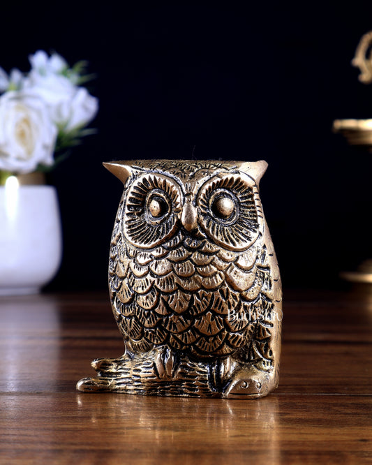 Pure Brass Small Owl Showpiece – Lakshmi’s Vahana | Vastu Approved Gift | BudhShiv