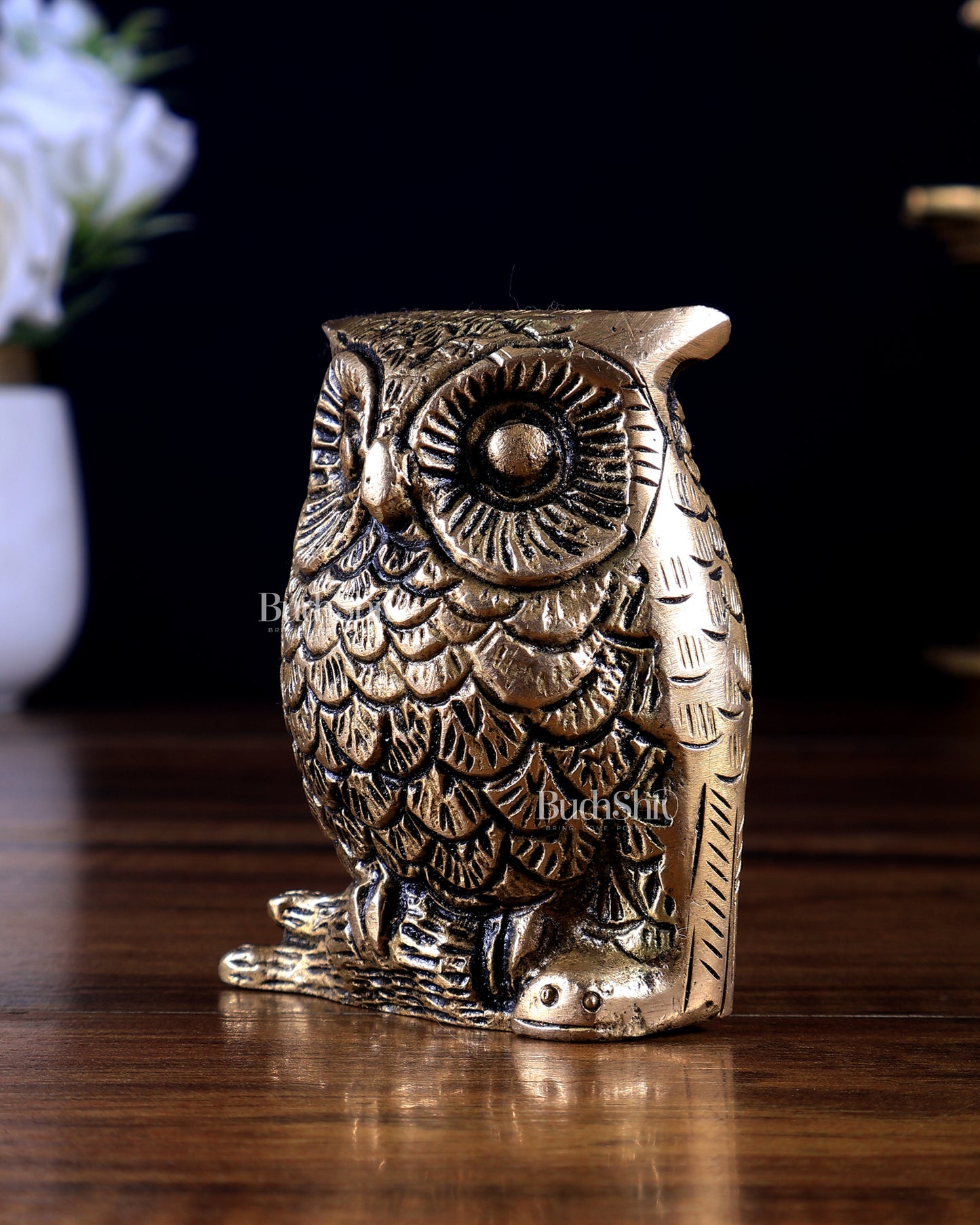 Pure Brass Small Owl Showpiece – Lakshmi’s Vahana | Vastu Approved Gift | BudhShiv