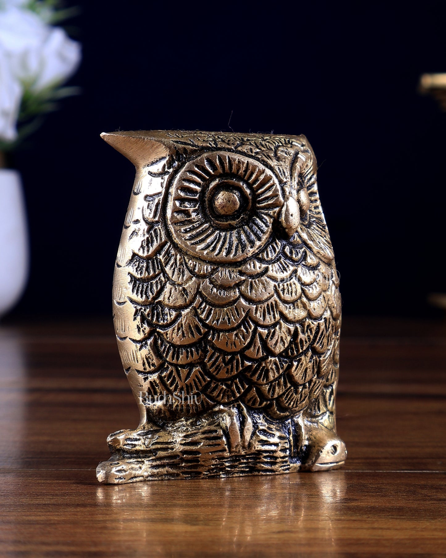 Pure Brass Small Owl Showpiece – Lakshmi’s Vahana | Vastu Approved Gift | BudhShiv