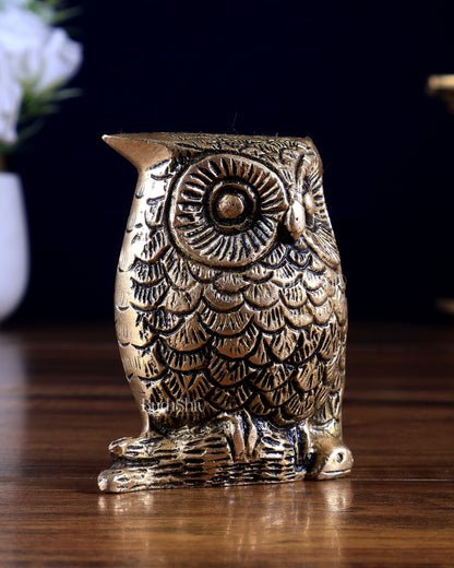 Pure Brass Small Owl Showpiece – Lakshmi’s Vahana | Vastu Approved Gift | BudhShiv