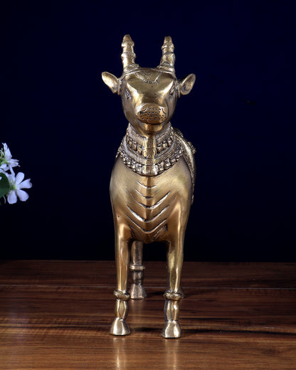 Brass Standing Nandi Statue 16 inch