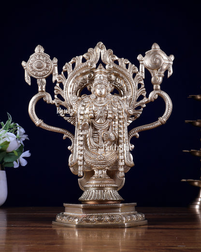 Brass Tirupati Balaji Statue with Shankh & Chakra – 10 Inch | Lord Venkateshwara Idol | BudhShiv