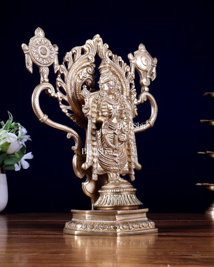 Brass Tirupati Balaji Statue with Shankh & Chakra – 10 Inch | Lord Venkateshwara Idol | BudhShiv