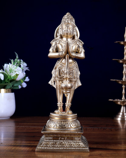 Buy Standing Hanuman Statue in Namaste Anjali Mudra – 9.5 Inch | Brass Hanuman Idol | BudhShiv