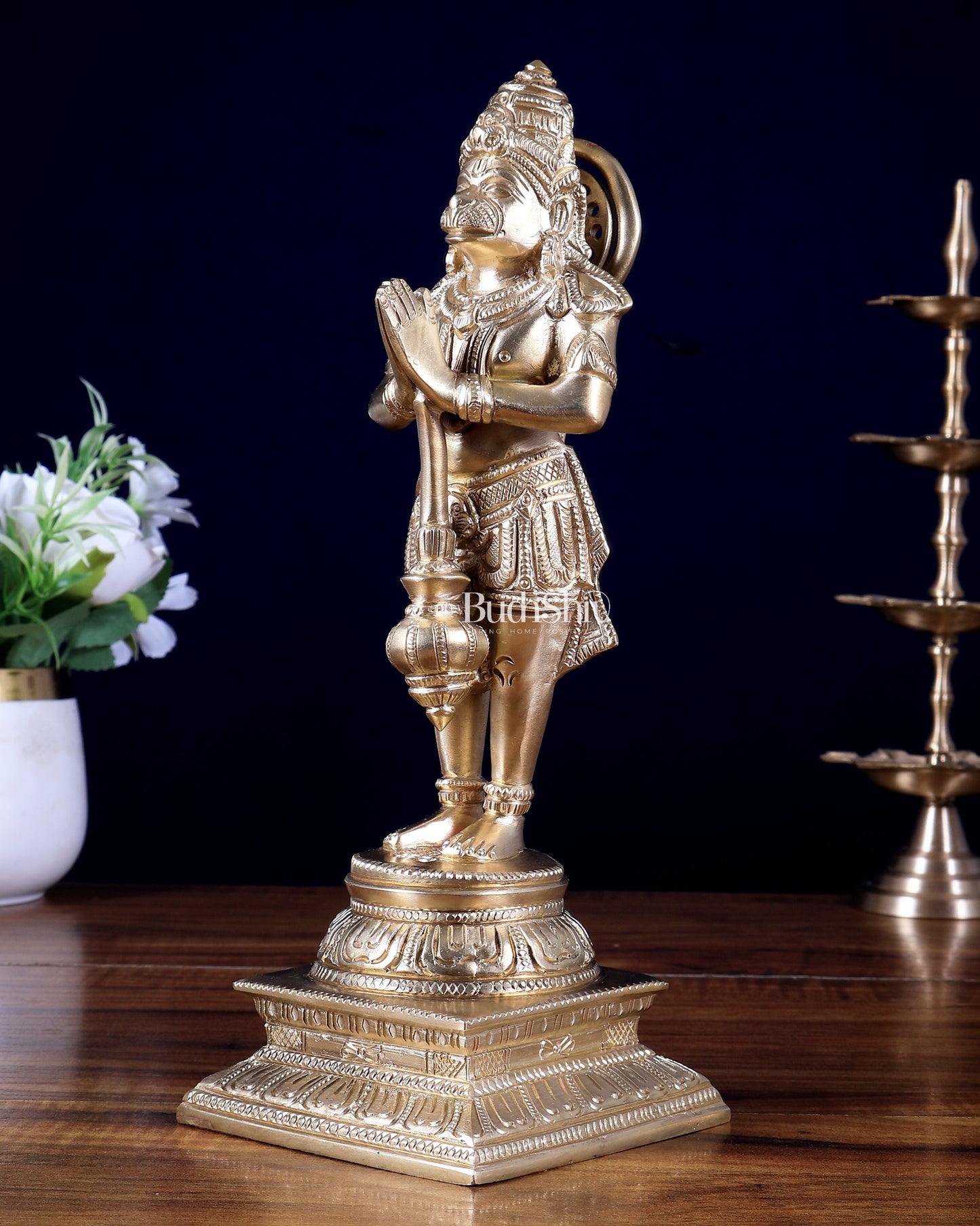 Buy Standing Hanuman Statue in Namaste Anjali Mudra – 9.5 Inch | Brass Hanuman Idol | BudhShiv