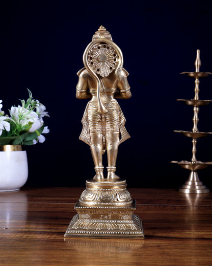 Buy Standing Hanuman Statue in Namaste Anjali Mudra – 9.5 Inch | Brass Hanuman Idol | BudhShiv