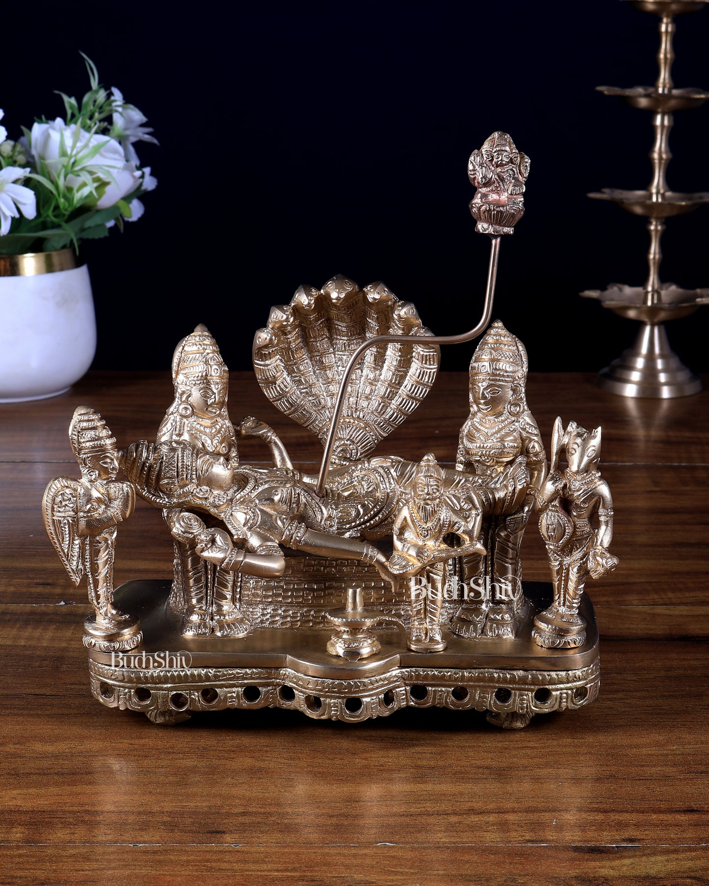 Premium Brass Vishnu Padmanabhan Swamy Idol – Intricately Carved | BudhShiv