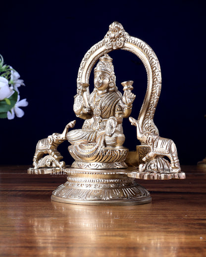 Premium Brass Gajalakshmi Idol – Goddess Lakshmi with Elephants