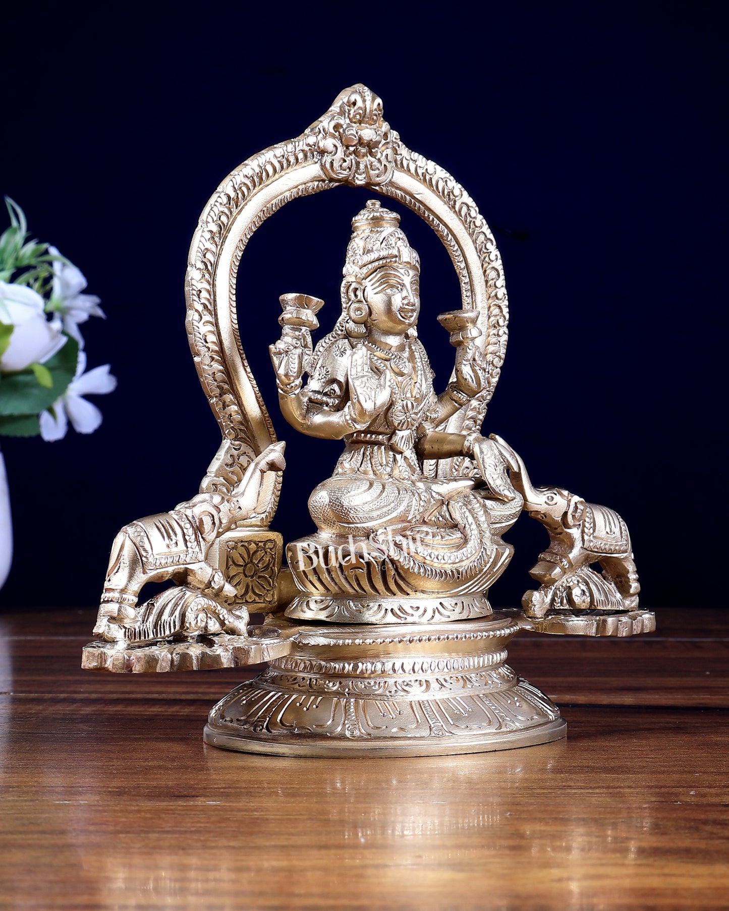 Premium Brass Gajalakshmi Idol – Goddess Lakshmi with Elephants