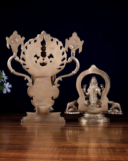 Premium Brass Gajalakshmi & Tirupati Balaji Idol Pair 10 inch