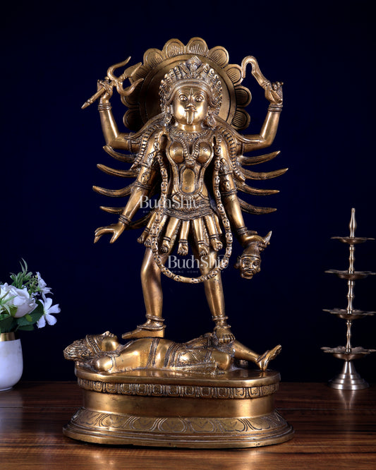 Pure Brass Kali Mata Idol with Four Arms 18"
