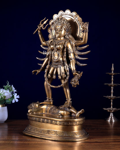 Pure Brass Kali Mata Idol with Four Arms 18"