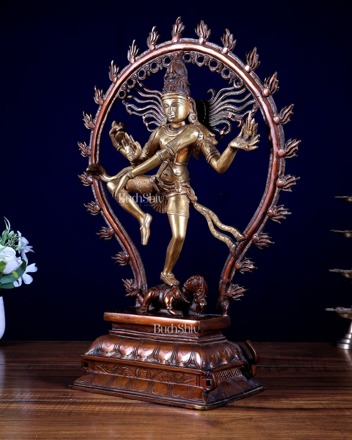 Pure Brass Shiva as Nataraja Statue - 16" dual tone