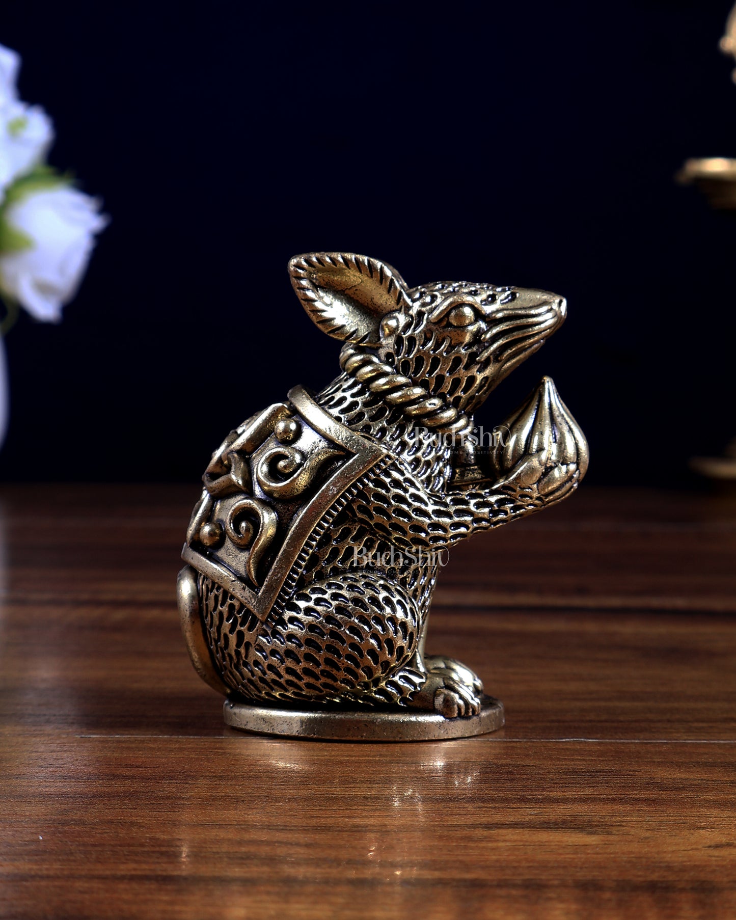 Pure Brass Superfine Mooshak (Mouse / Rat) Idol – Showpiece & Gift