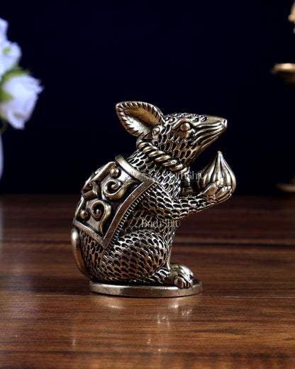 Pure Brass Superfine Mooshak (Mouse / Rat) Idol – Showpiece & Gift