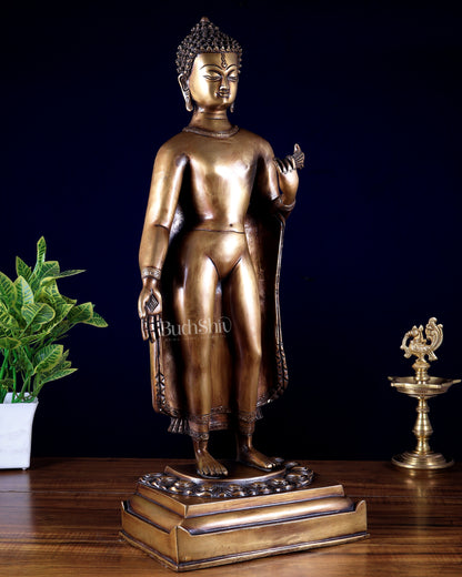 Brass Standing Buddha Statue 22 inch tall