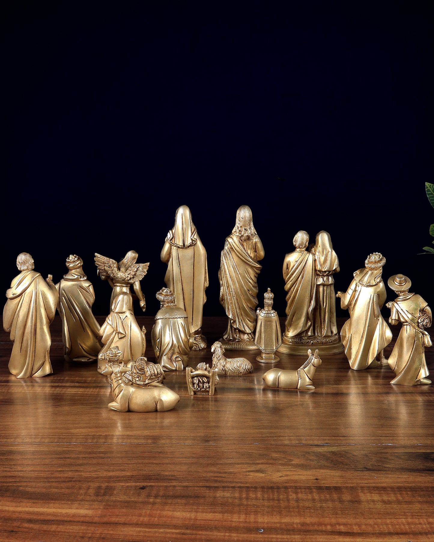 Pure Brass Nativity Set of 17 pcs – Intricately Carved Birth of Jesus Scene 7 inch