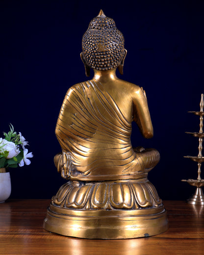 Pure Brass Blessing Buddha Statue - 16 Inch