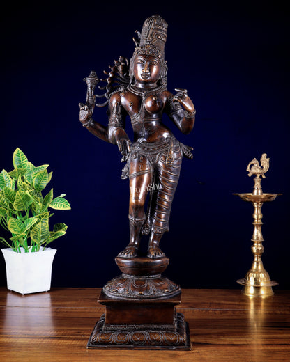 Pure Brass Ardhanarishwara Sculpture 21 "