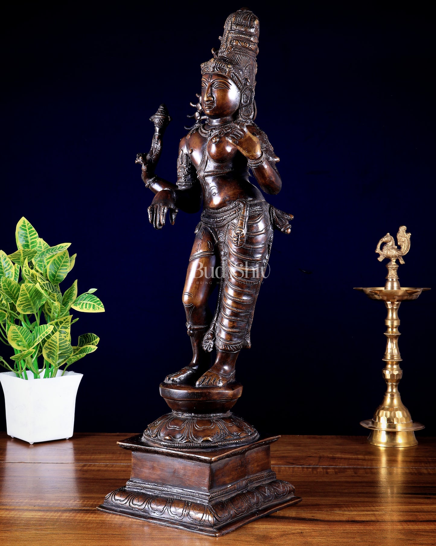 Pure Brass Ardhanarishwara Sculpture 21 "