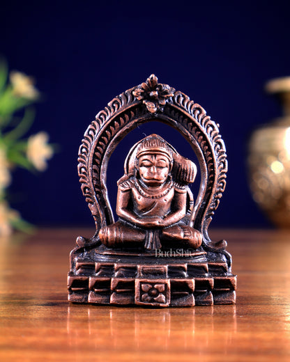 Pure Copper Lord Hanuman Sitting in Meditation – Miniature Idol