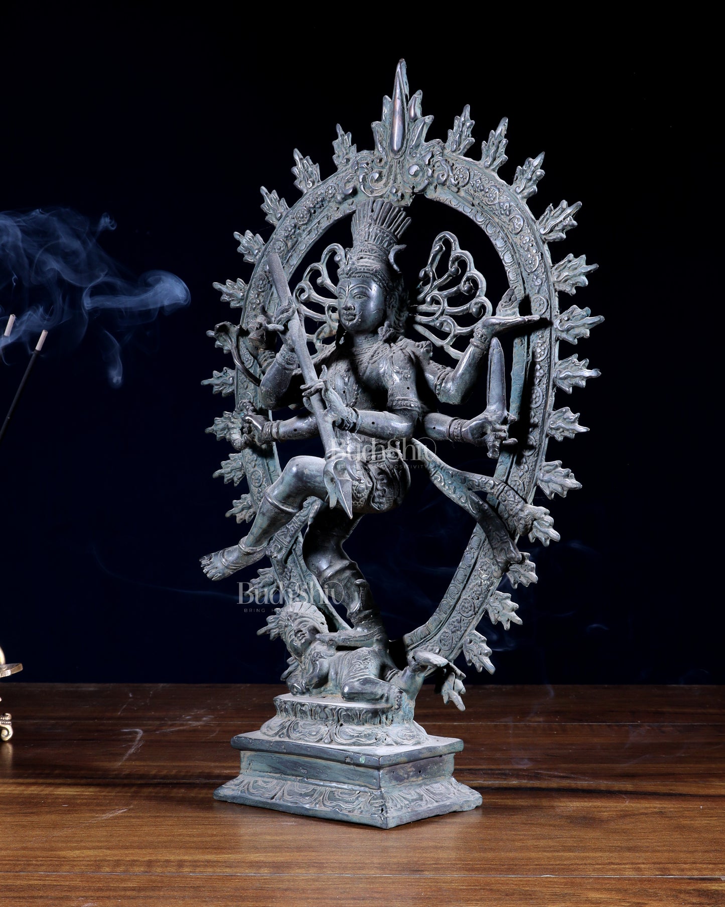 Bronze Sculpture: Dancing Shiva with 6 Arms and Trishul Nataraja | Height: 13.5 inch