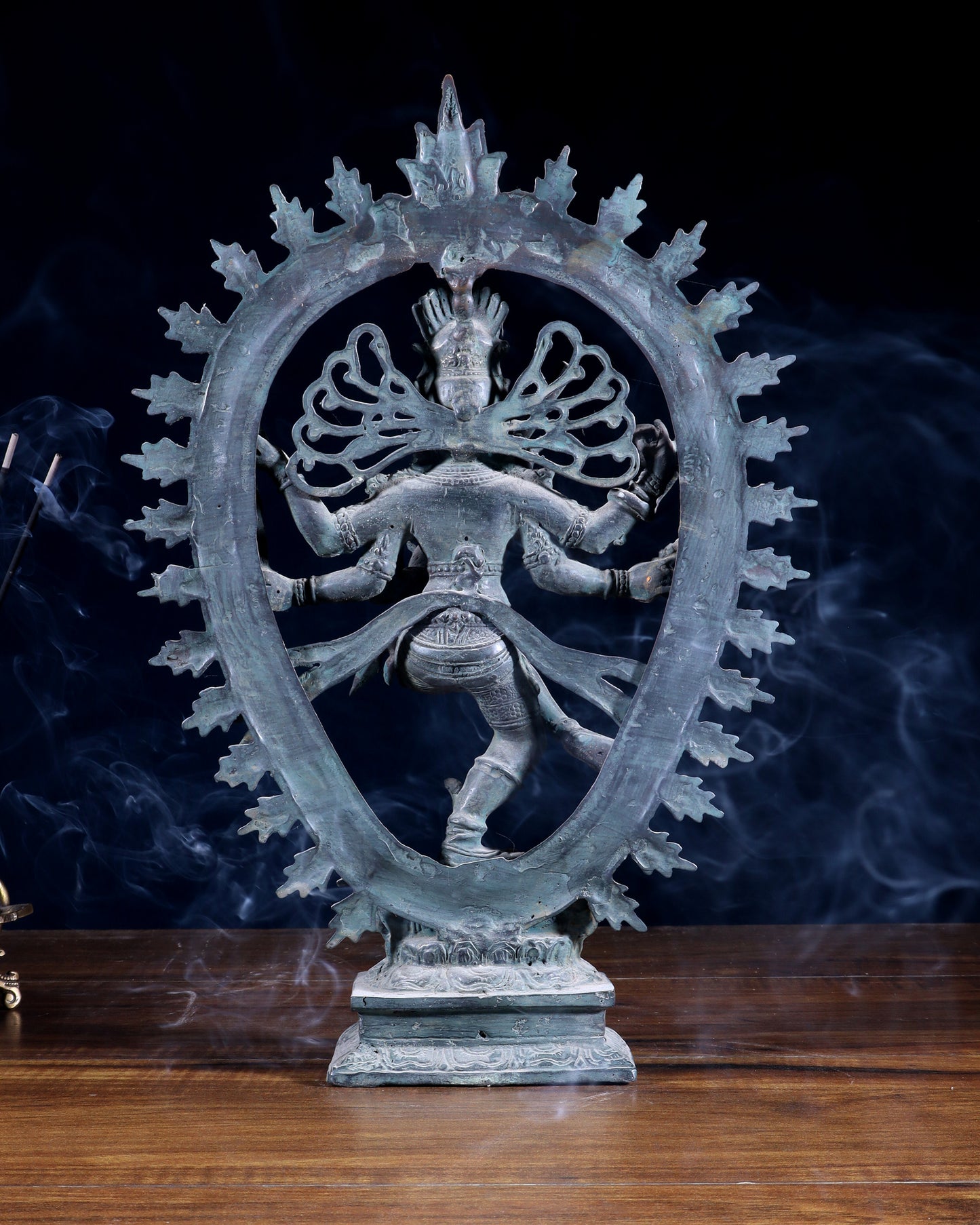 Bronze Sculpture: Dancing Shiva with 6 Arms and Trishul Nataraja | Height: 13.5 inch