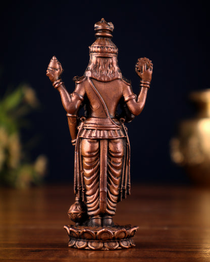 Pure Copper Satyanarayana (Lord Vishnu) Miniature Idol 5 inch