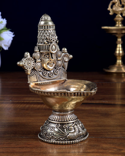 Brass Superfine Tirupati Balaji Face Diya 5 inch