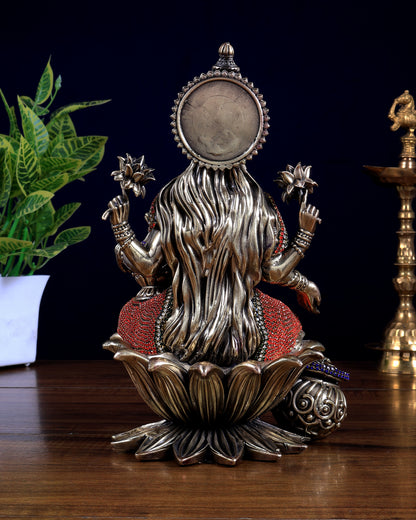 Pure Brass Dhan Lakshmi Idol with Jewellery Meenakari 10 inch