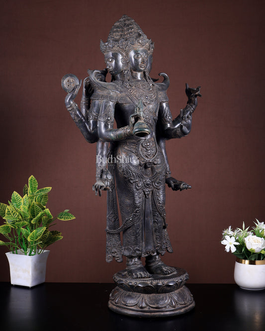 Bronze Brahma Standing 10 Arms Statue | Lost Wax Sculpture | 30 Inch Handcrafted Idol